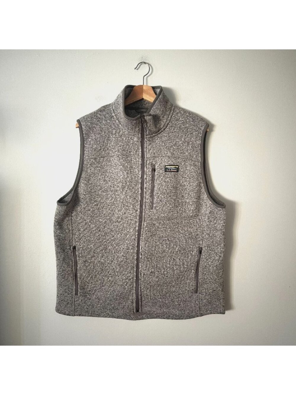 L.L. Bean Men's Sweater Fleece Full-Zip Vest Gray Size Large